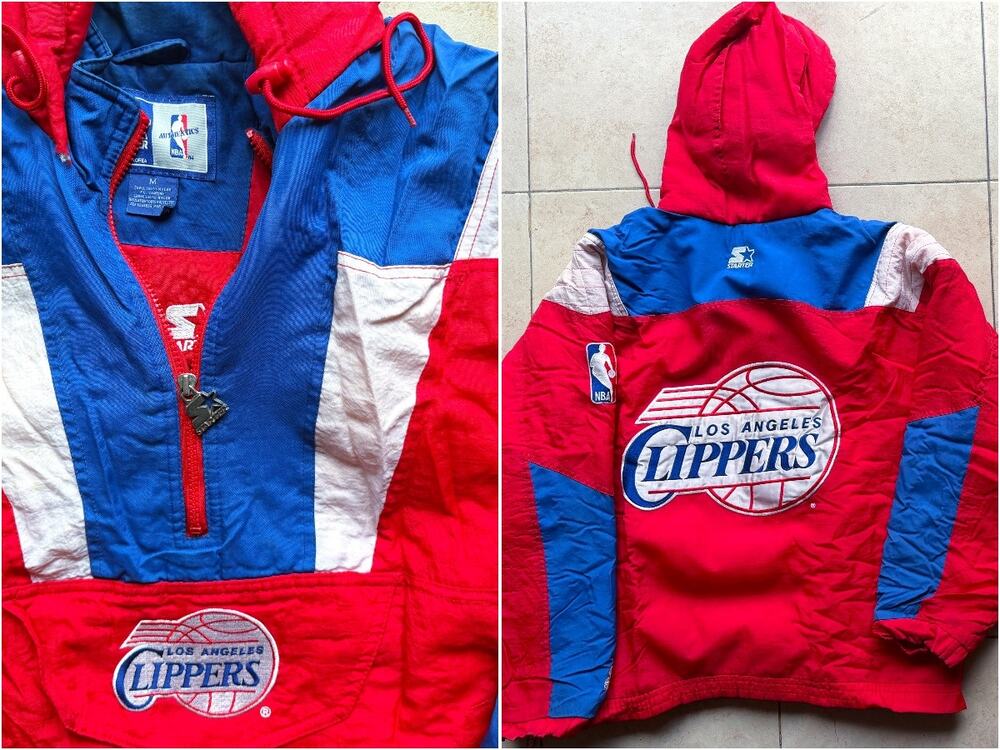 Los Angeles Clippers 90s STARTER puffer Pullover 1/2 jacket M red NBA vintage